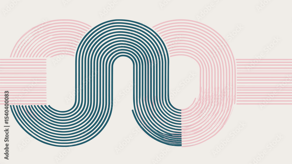 Poster abstract stripes interweave creating pattern against minimalistic backdrop design presentation