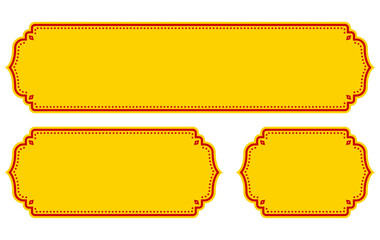 アジア風のタイトルフレームセット。横長の飾り枠。