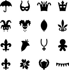 Vintage Venetian Masquerade Mask Silhouette Bundle