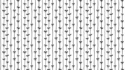 Black Whimsical Vertical Stripes Bold Color Vector Patterned Banner, Summer Striped Ribbon Bows Travel Themed Design, Coquette Fabric Textile or Kitchen. Isolated Illustration Horizontal Background © ilonitta