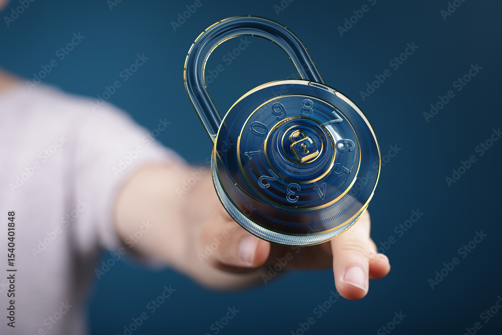 Poster protecting your information is crucial. this image depicts strong encryption and data security.