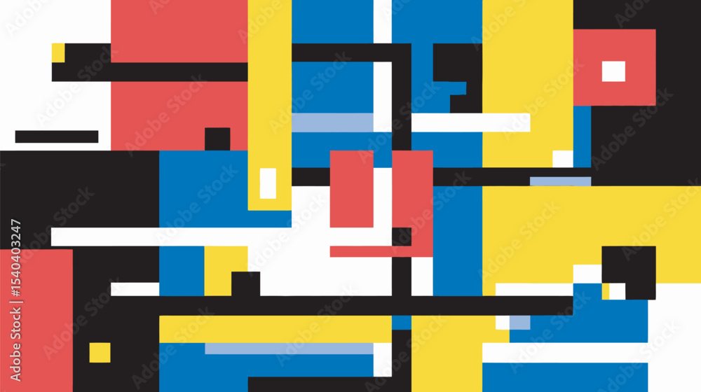 Poster abstract shapes construct geometric painting multicolored scene visually appealing art