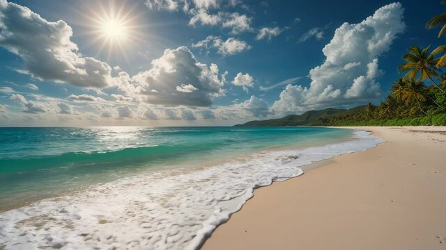 Tropical Beach Landscape: Embrace the Sun, Sand, Sea, and Sky