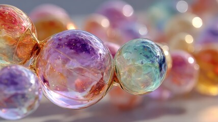 Colorful Transparent Bubbles with Glittery Highlights and Soft Focus