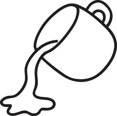 Minimalist Line Art Illustration of a Tilted Cup Pouring Liquid Isolated on a White Background simple