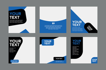 Editable modern minimal square banner templates. Blue, black and white background color. Suitable for social media post and web internet ads with photo college.