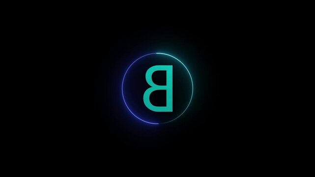 letter B .3D Rendering. Glow Alphabet Number in sphere .Animation Video Template For Your Business letter B from metallic cubes, 3D letter animation.on the background .