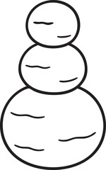 Simple Snowman Outline Illustration with Three Sections and Wavy Lines on a White Background black white