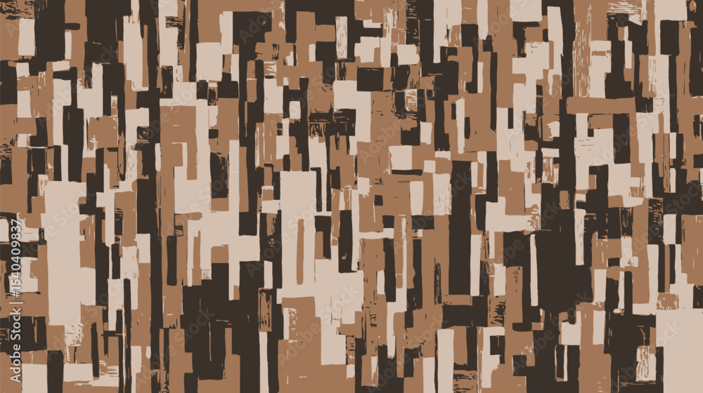 Poster abstract forms interlock forming patterns in a vibrant textured background detail