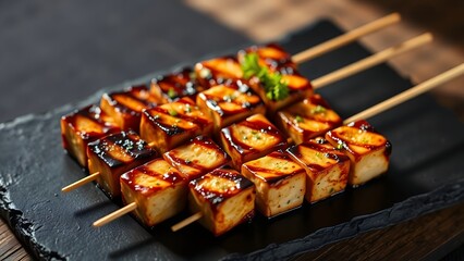 Delicious Skewered Seafood Kebabs on Display