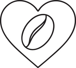 Coffee Bean Inside a Heart Outline Love for Coffee Minimalist Design Simple Illustration minimalist black and