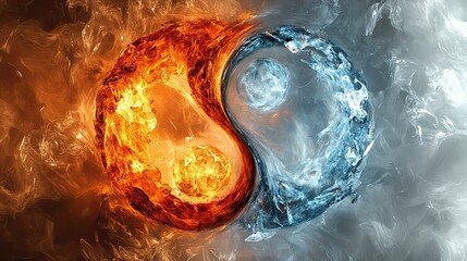 Yin and Yang symbol surrounded by fire and ice (1)