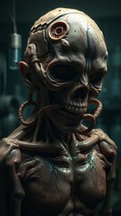 Skeletal Robot with Cybernetic Enhancements, Microstock Image
