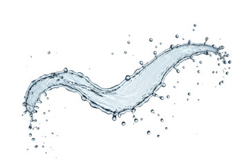 Water splash isolated on white background with droplets and motion