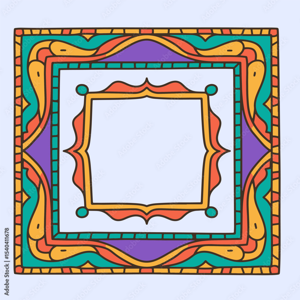 Aufkleber colorful decorative frame with intricate borders and a central empty space, ideal for design element