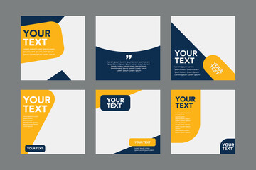Editable modern minimal square banner templates. Blue, orange and white background color. Suitable for social media post and web internet ads with photo college.