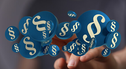 Abstract 3D rendering of paragraph symbols. Ideal for legal, law, and justice concepts.
