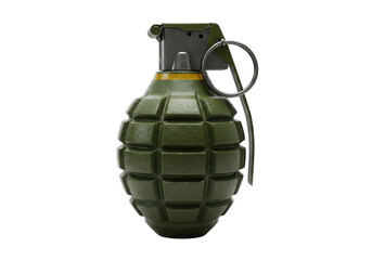 Isolated Olive Green Hand Grenade with Safety Pin