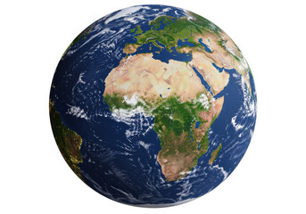 The earth shows africa europe and asia isolated on white background