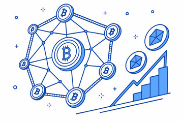 Bitcoin cryptocurrency network and growth chart