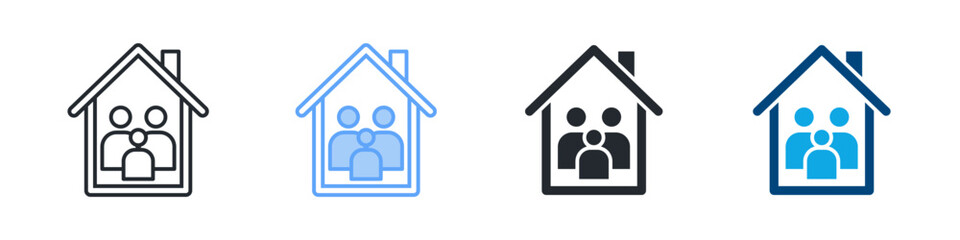 Family Icon Set Multiple Style. Design In Outline, Blue, Glyph, Dual Tone
