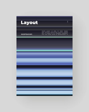 Abstract Posters Design. Vertical A4 format. Modern placard. Strict and discreet brochure. Stretched pixels effect, colorful stripes, speed gradient.