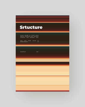 Abstract Posters Design. Vertical A4 format. Modern placard. Strict and discreet brochure. Stretched pixels effect, colorful stripes, speed gradient.