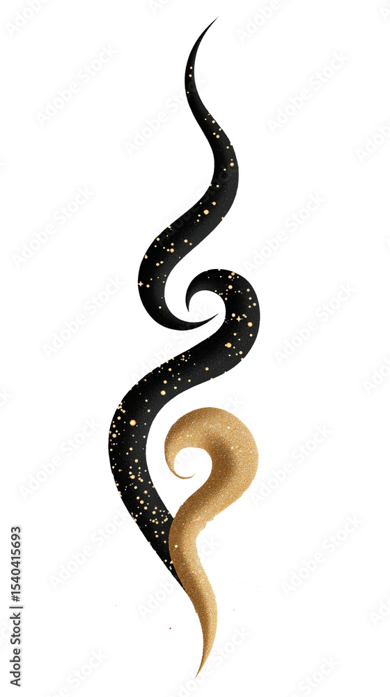 Aufkleber swirling and gold decorative element features small sparkles on the dark portion with a curved shape