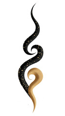 Fototapeta premium Swirling and gold decorative element features small sparkles on the dark portion with a curved shape on a .