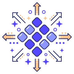 distribution icon with arrows, icon illustration