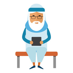 Middle Eastern Man: Tablet Vector

