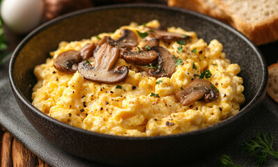 Huevos con Hongos - Scrambled eggs with mushrooms, a earthy and delicious breakfast.