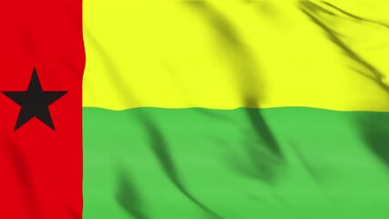 Guinea-Bissau Flag Flying Video, Cinematic Guinea-Bissau Flag Waving at Sunset