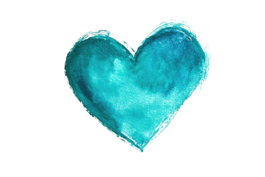 Teal watercolor heart design