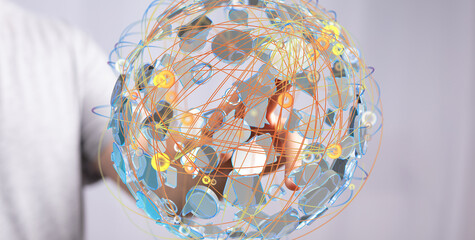 Abstract image depicting a complex network.  Ideal for technology, global business, and...