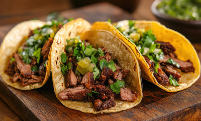 Tacos de Cecina - Tacos filled with salted, dried beef or pork, a specialty of Morelos.