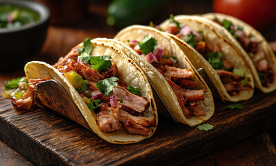 Tacos de Chamorro - Tacos filled with braised pork shank, tender and juicy.