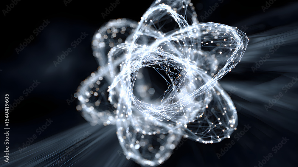 Aufkleber digital wireframe atomic nucleus with dynamic motion blur
