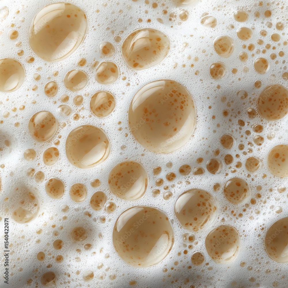 Poster exploring the intricate dance of abstract soap foam against a minimal white backdrop