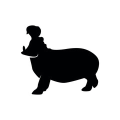 black silhouette of hippopotamus animal. animal symbol