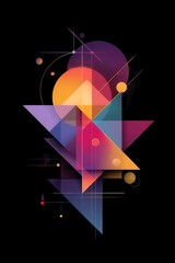 Vibrant Geometric Shapes on Black Background