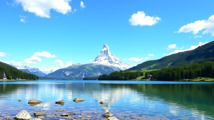 Switzerland's Stellisee and Matterhorn Mountain