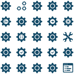 Collection of Blue Gear Icons for Website and App Design  Perfect for Mechanics Settings Technology