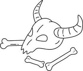 hand drawn animal skull