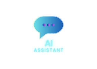 AI assistant logo with message bubble icon, glowing gradient outline, modern minimal style. Great for virtual agents, tech support, smart communication apps.