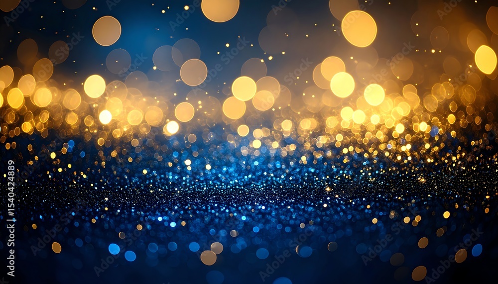 Poster abstract blue and gold background with beautiful bokeh effects creating a stunning and vibrant visua