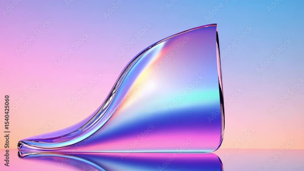 Poster Abstract Shape with Smooth Gradient: A captivating, artistic display featuring a dynamic, iridescent shape set against a seamless gradient of soft, pastel hues.