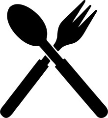 silhouette illustration of spoon and fork, isolated on white