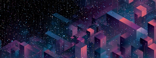 Abstract Digital Galaxy with Colorful Shapes