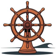 Boat steering wheel helm vector isolated white background © azzedine